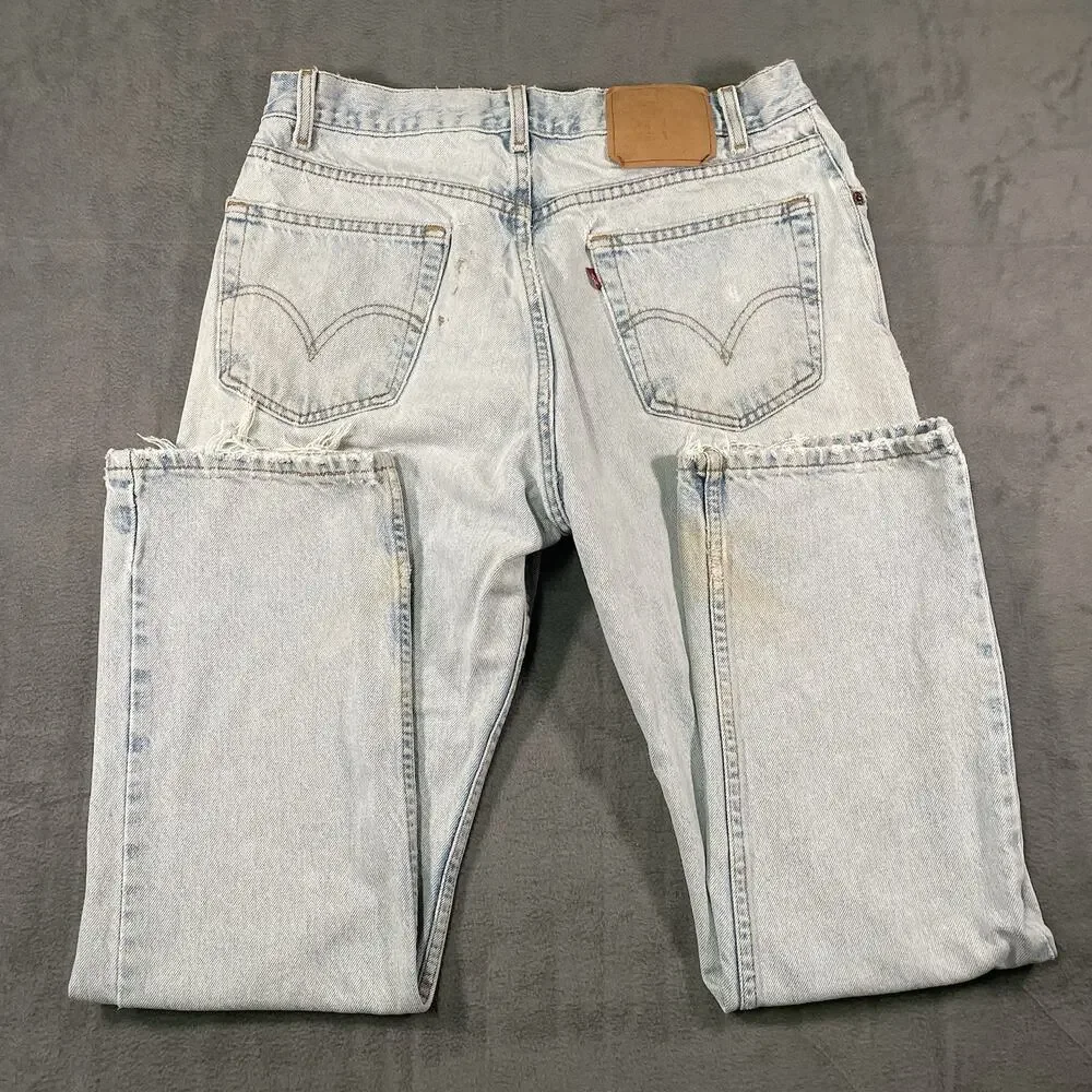 Levi’s 505 Jeans Light Wash Blue Men’s 34x30 Distressed Straight Denim